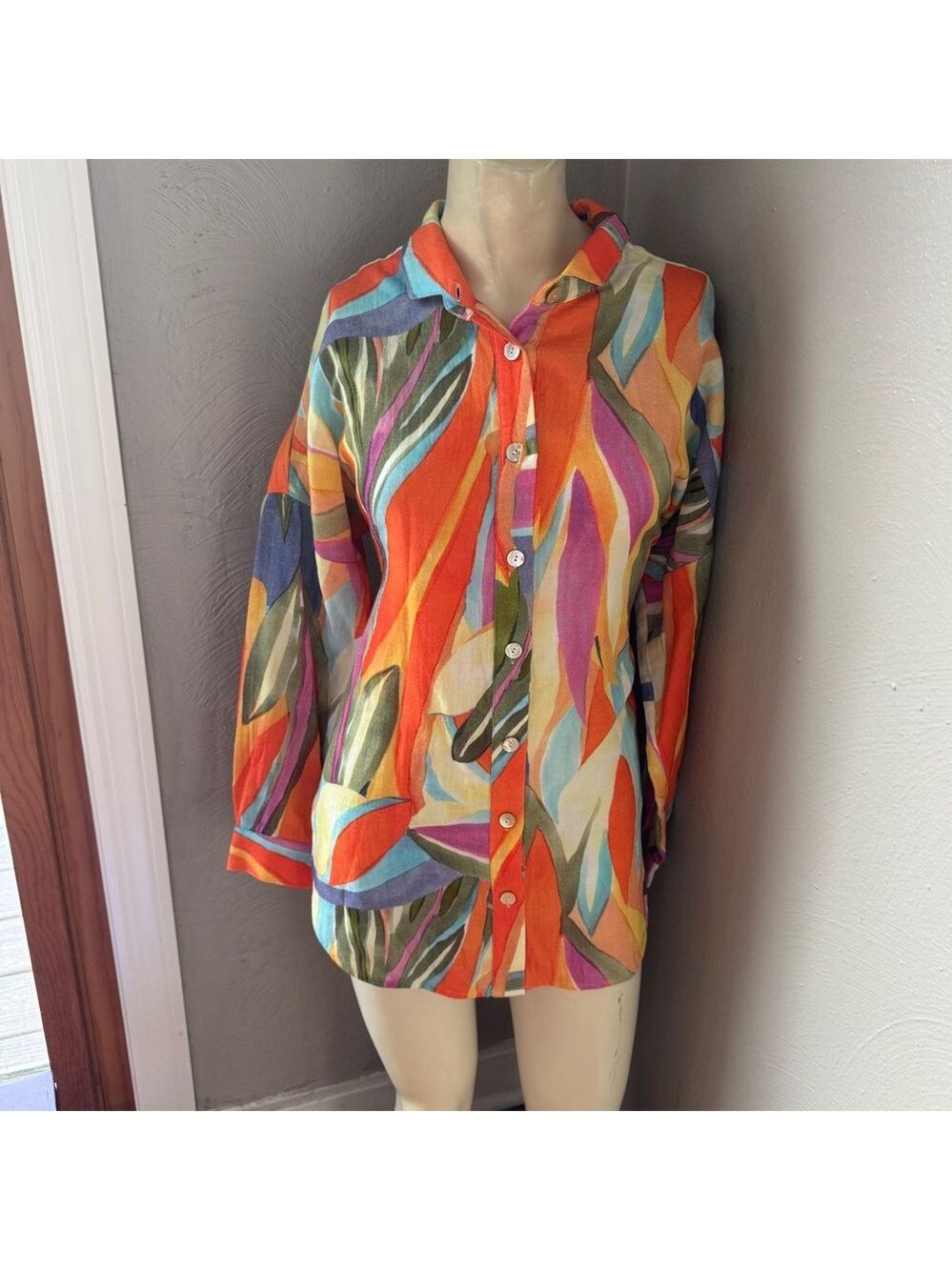 Soft Surroundings Peregrine Gauze Shirt. Abstract,boho , size PXS